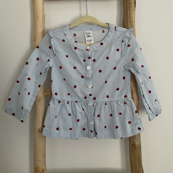 Cater’s Lady Bug peplum button up seersucker top sz 18 months - Picture 1 of 3